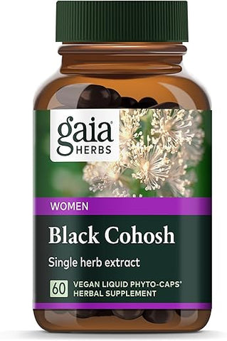 Black Cohosh – Suporte para Menopausa com Equilíbrio Hormonal e Saúde para Mulheres – com Black Cohosh Orgânico – 60 Cápsulas Líquidas Veganas de Fitoterapia (30 Dias) - Gaia Herbs