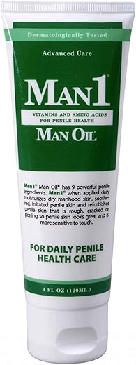 Creme Man1 Man Oil para Saúde Peniana Avançada – Tratamento para pele peniana seca, vermelha, rachada ou descascada. Melhora a sensação ao longo do tempo