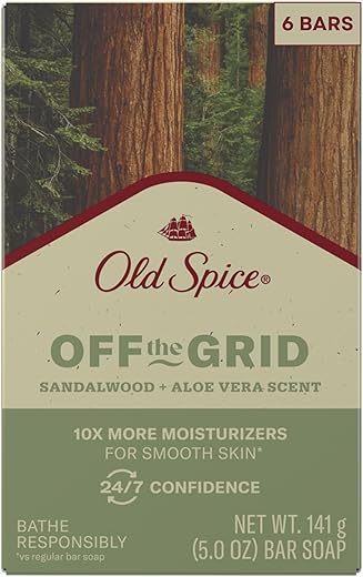 Sabonete em Barra Old Spice Premium, Aroma de Sândalo e Aloe Vera, Com Limpadores à Base de Plantas, 150g (Pack com 6 unidades)