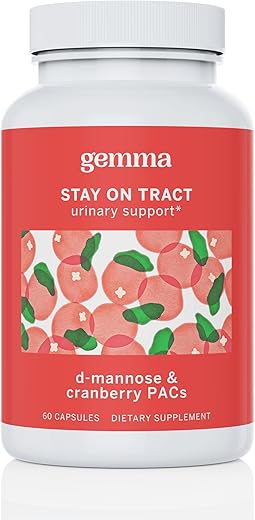 Stay On Tract – Suporte para o Trato Urinário Feminino – 36mg de PACs de Cranberry e 1.000mg de D-Manose – 60 Cápsulas (Embalagem de 1) - Gemma
