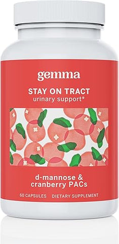 Stay On Tract – Suporte para o Trato Urinário Feminino – 36mg de PACs de Cranberry e 1.000mg de D-Manose – 60 Cápsulas (Embalagem de 1) - Gemma