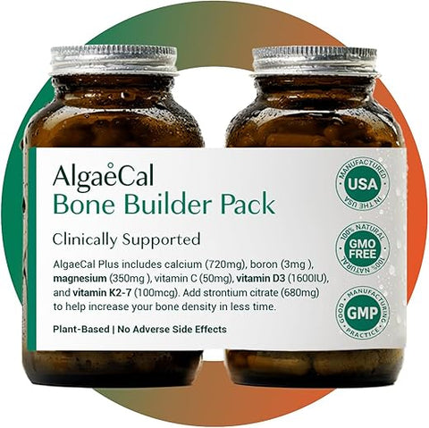 ALGAECAL - AlgaeCal – Pacote Construtor Ósseo para Aumento da Densidade Óssea, Suplemento de Cálcio à Base de Plantas Clinicamente Comprovado