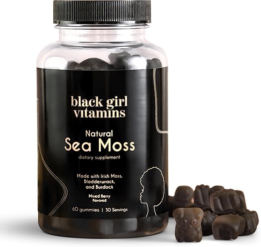 Black Girl Vitamins - Vitaminas para Meninas Negras | Gomas de Algas Marinhas – Sea Moss Irlandês com Bladderwrack | 60 g