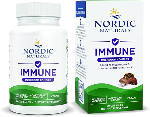 Immune Mushroom Complex – 60 Cápsulas – Suporte Adaptogênico – Mistura de Vários Cogumelos – Bem-Estar Ótimo – Não-OGM – Certificado Vegano – 30 Porções - Nordic Naturals