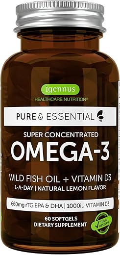 Igennus Healthcare Nutrition - Óleo de Peixe Selvagem Avançado Omega-3 – 1000mg EPA e DHA – 60 Cápsulas