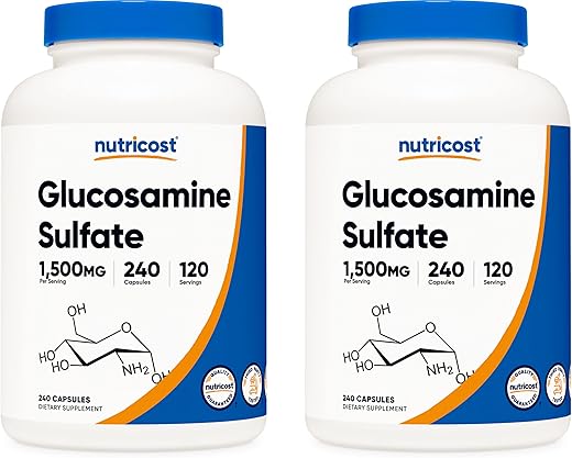 Glucosamina Sulfato 750mg, 240 Cápsulas (2 Frascos) (1500mg Por Porção) - Nutricost