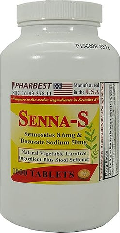 PHARBEST - Senna Plus Laxante Vegetal com Amolecedor de Fezes – 1000 Comprimidos (1 Frasco)