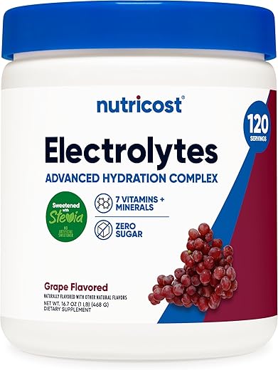 Complexo de Eletrólitos em Pó (120 Porções, Uva) – Bebida Hidratante com Vitaminas e Minerais - Nutricost