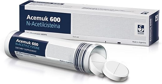 Acemuk - N-Acetilcisteína (NAC) 600mg – Suporte à Saúde Respiratória, Função Imunológica, Fígado | Marca: NAC 600mg
