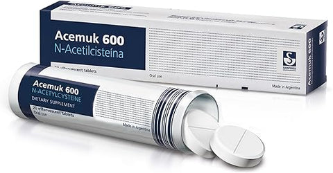 Acemuk - N-Acetilcisteína (NAC) 600mg – Suporte à Saúde Respiratória, Função Imunológica, Fígado | Marca: NAC 600mg