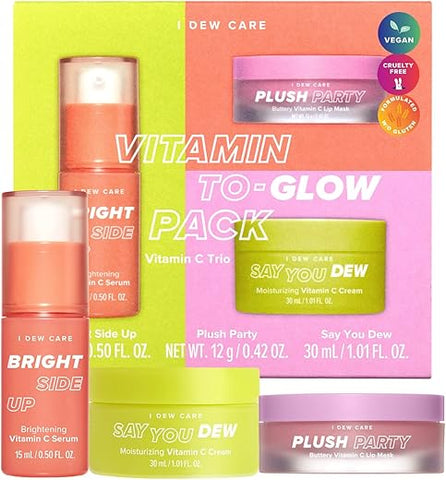 I DEW CARE - Conjunto de Cuidados com a Pele I Dew Care – Pack Vitamin To Glow | Com Niacinamida, Extrato de Toranja, Vitamina C, Trio, Dia de Spa, Conjunto de Presente, Tamanho de Viagem, Pele de Vidro, Cuidados com a Pele Coreanos