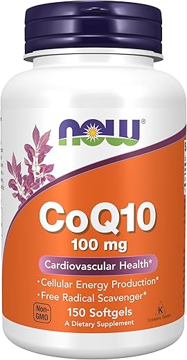 Suplementos, CoQ10 (Coenzima Q10) 100 mg, Grau Farmacêutico, Saúde Cardiovascular*, 150 Softgels - NOW Foods