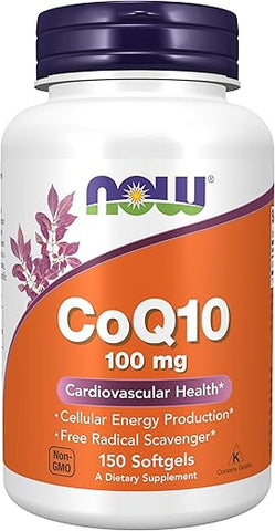Suplementos, CoQ10 (Coenzima Q10) 100 mg, Grau Farmacêutico, Saúde Cardiovascular*, 150 Softgels - NOW Foods