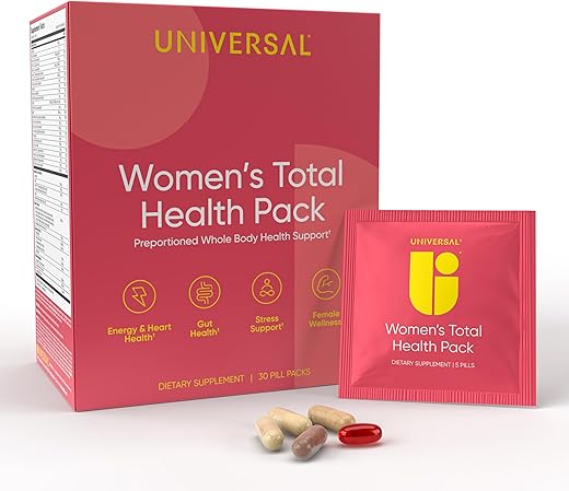 Universal U - Pacote de Saúde Total para Mulheres – Suplemento Diário Multivitamínico, Energia, Estresse – Marca em Destaque