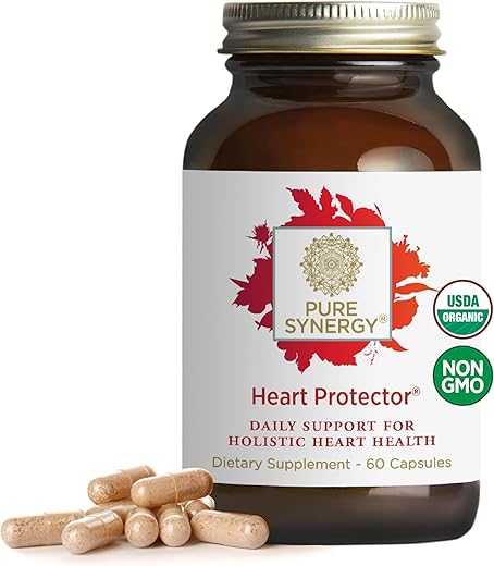 Heart Protector | Suporte Orgânico para a Saúde do Coração | Suplemento Holístico para o Coração com Bagas de Espinheiro, Resveratrol e Nattokinase Orgânicos | Para Coração, Sangue e - PURE SYNERGY