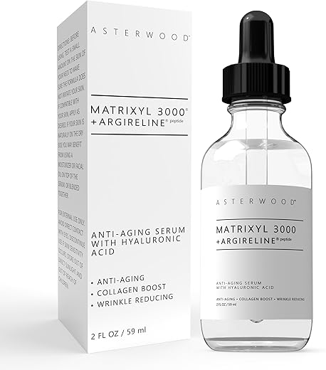ASTERWOOD - Asterwood Serum Matrixyl 3000 Argireline com Ácido Hialurônico – Anti-Envelhecimento e Anti-Rugas – Peptídeos para o Rosto, 59ml/2g