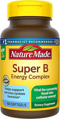 Super B Energy Complex – Suporte para a Função das Células Cerebrais, 160 Softgels, 160 Dias de Fornecimento - Nature Made