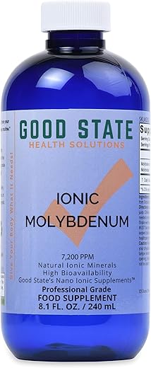 Molybdenum Líquido Iônico (96 porções de 2 mg elemental, mais 2 mg de ácido fúlvico – 240 ml) - Good State
