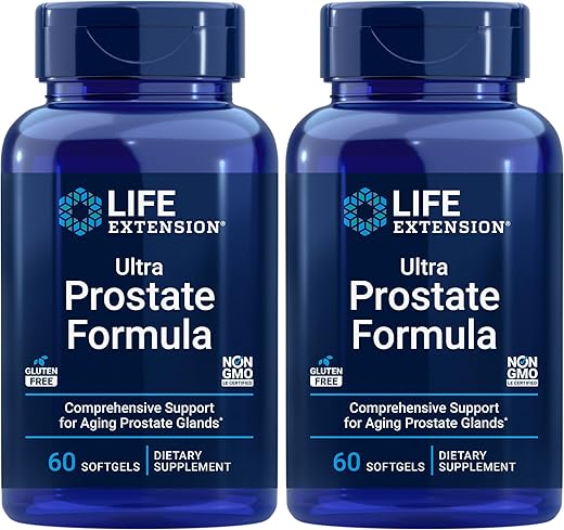 Ultra Fórmula Próstata, Saw Palmetto para Homens, pygeum, Raiz de Urtiga, licopeno, 11 nutrientes para a Função da Próstata, Não-OGM, Sem Glúten, 60 softgels (Embalagem…) - Life Extension