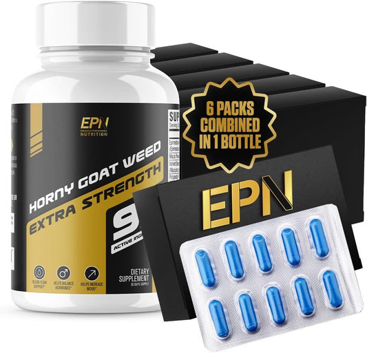 EPN Supplements - 1 Novo Suplemento Masculino de Ação Rápida | Aumento de Tamanho, Espessura Veinosa, Fluxo Sanguíneo | Cresça de 3 a 7″ Após a Primeira Dose | Hornygoatweed, L-Arginina