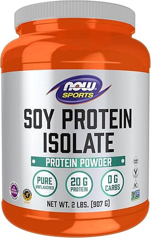 Sports Nutrition – Isolado de Proteína de Soja 20g, 0 Carboidratos, Pó sem Sabor, 2 Libras - NOW Foods