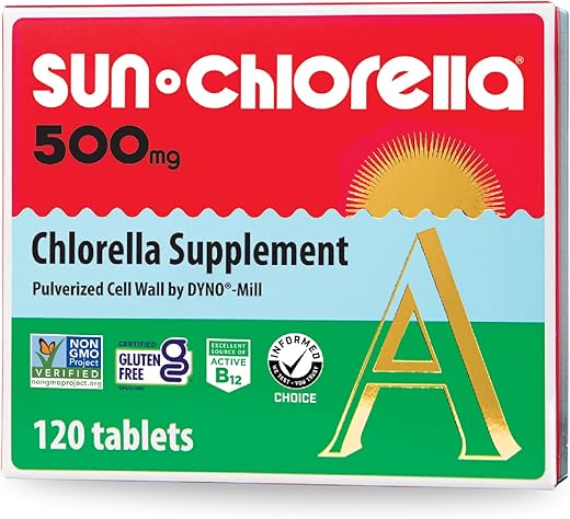 500mg – Superalimento de Algas Verdes para Bem-Estar Completo do Corpo – Defesa Imunológica, Saúde Intestinal, Purificação Natural, Energia – Clorofila, B12, Ferro, Proteína – 60g - Sun Chlorella