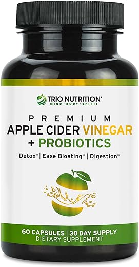 Cápsulas de Vinagre de Maçã com Bilhões de Probióticos de Múltiplas Cepas – Marca em Destaque - TRIO NUTRITION