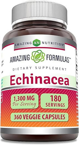 Amazing Nutrition - Amazing Formulas Echinacea | 1300 Mg Por Porção | 360 Cápsulas Vegetais | Livre de Transgênicos | Sem Glúten | Fabricado nos EUA