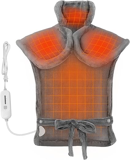 COMFIER - Aquecedor Elétrico Comfier para as Costas, Flanela Macia, 3 Níveis de Calor, Envoltório Aquecido para Pescoço e Ombros, Elegível para FSA HSA