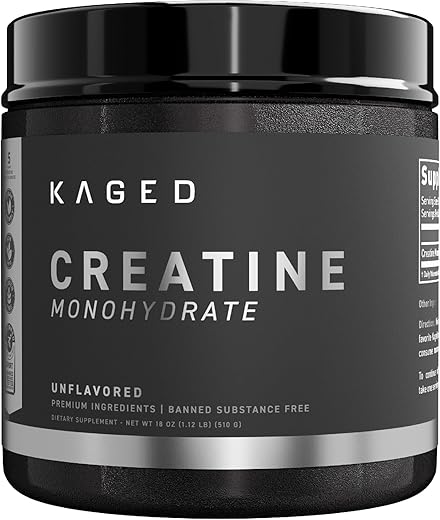 Creatine Monohydrate Micronizado em Pó | 100 Porções | Sem Sabor | Recuperação e Crescimento Muscular para Homens | Marca Kaged - Kaged