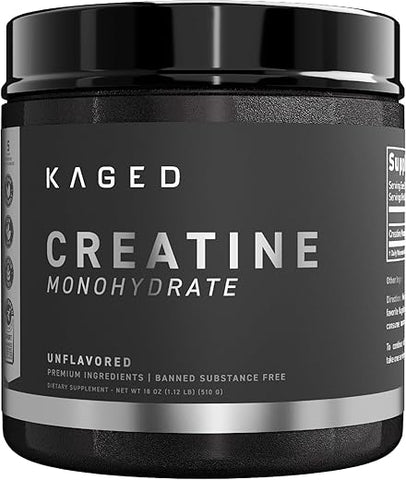 Creatine Monohydrate Micronizado em Pó | 100 Porções | Sem Sabor | Recuperação e Crescimento Muscular para Homens | Marca Kaged - Kaged