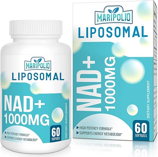Maripolio - Suplemento Liposomal de NAD 1000 mg | Pontecy NAD Mais Alto | Máxima Absorção | Suplemento Puro de NAD | Energia e Reparo de DNA, Defesa contra o Envelhecimento, Função Cerebral | 60 Softgels