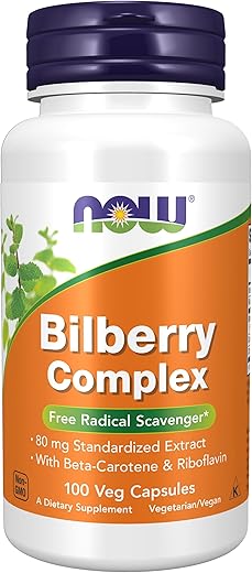 Suplementos, Complexo de Mirtilo (Vaccinium myrtillus) 80 mg com Beta-Caroteno – 100% Natural e Potente - NOW Foods