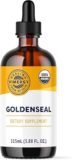 Extrato de Goldenseal Orgânico USDA, 57 Porções – Livre de Álcool, Glúten, Transgênicos, Kosher, Livre de Milho, Livre de Soja, Vegano - Vimergy