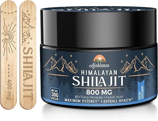 800 Mg Resina de Shilajit do Himalaia, Puro Orgânico do Himalaia, Suplemento de Shilajit com Pureza, Alta Dosagem – 800 Mg Resina de Shilajit, Pureza, Alta Dosagem - Ajoblanco