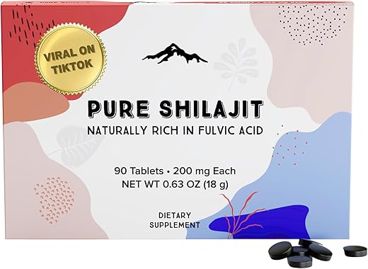 Pure Himalayan Shilajit - Shilajit Seco Puro do Himalaia em Gotas (90 Comprimidos – 200mg Cada) Máxima Potência de Shilajit Puro para Homens com 85 Minerais Traços