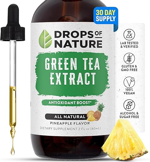Drops Of Nature - Extrato de Chá Verde – 40% EGCG – Gotas Líquidas de Chá Verde, 4X mais Potente que Cápsulas