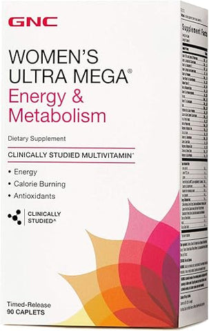 Ultra Mega Energia e Metabolismo para Mulheres, 90 Comprimidos, Aumenta Energia, Metabolismo e Queima de Calorias - GNC
