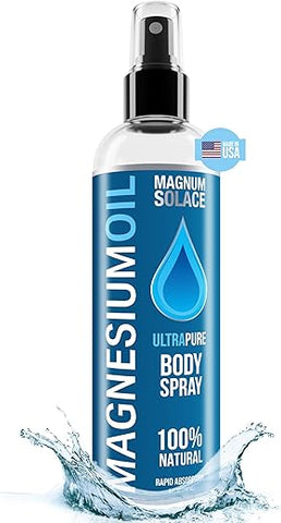Magnum Solace - Spray de Magnésio Puro – 100% Natural – Magnésio Tópico da Mar Morto – Magnésio em Spray