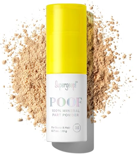 Poof Pó Mineral para o Couro Cabeludo 100% Mineral, 20g – FPS 35 PA Protetor Solar com Amplo Espectro de Proteção UV – Fórmula Livre de Crueldade com Vitamina C – Fácil de Aplicar, Não Oleoso - Supergoop!