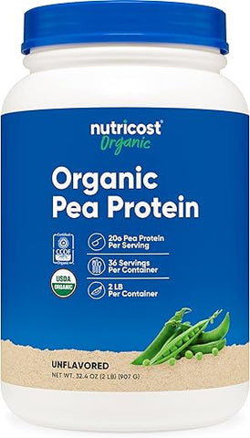 Proteína Isolada de Ervilha Orgânica em Pó (907g) – Sem Sabor, Certificado Orgânico USDA, Proteína Vegetal, Amigável para Vegetarianos, Livre de Glúten, Não-OGM - Nutricost