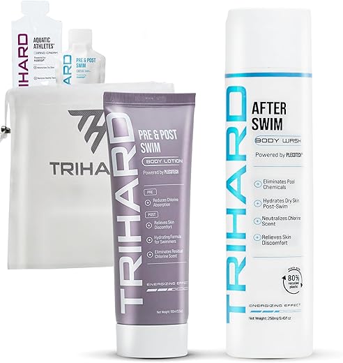 TRIHARD - Conjunto de Cuidados com a Pele Ultimate Chlorine Defense – Loção Corporal e Gel de Banho | Proteção Pré-Natação, Remoção de Cloro Pós-Natação e Hidratação para a Pele de Nadadores