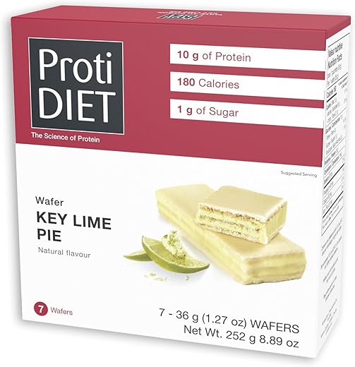 ProtiDIET - ProtiDiet – Barras de Wafer de Proteína, 10g de Proteína, 180 Calorias, Baixo Açúcar, 7 Porções por Caixa (Torta de Limão)