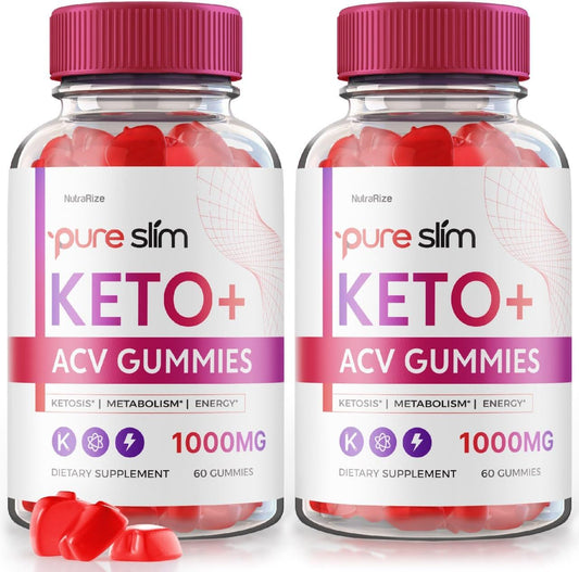 NutraRize - (2 Pacotes) Gomas Pure Slim Keto ACV – Perda de Peso Avançada, PureSlim Keto Plus ACV Gummies, Suplemento de Máxima Potência – Marca Pure Slim Keto ACV Gummies