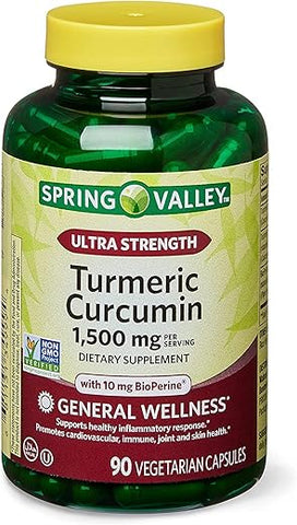 Ultra-Strength Turmeric Curcumin 1,500mg 90 Cápsulas – Guia de Vitaminas Your Vitamin Guide, 1.0 Contagem - Spring Valley