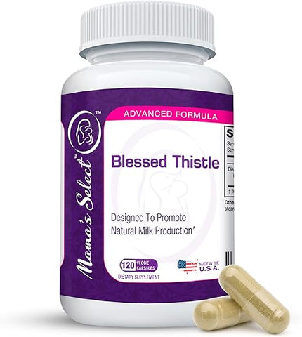 Mama's Select - Mama’s Select Blessed Thistle – Suplemento de Aleitamento Materno 800mg, Suporte à Lactação para Aumento do Leite Materno – 120 Cápsulas Veganas