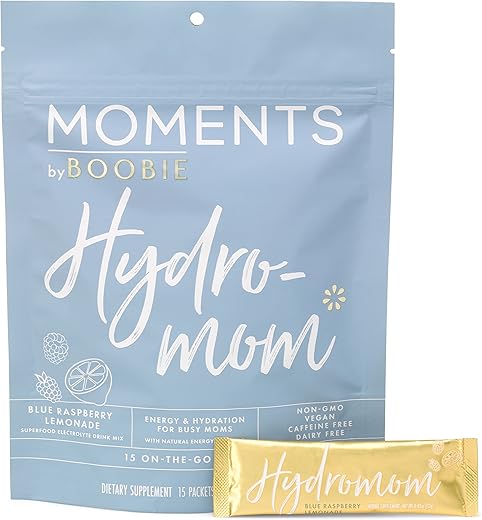 Boobie Brands - Boobie Hydromom Superfood Drink Mix, Blue Raspberry Lemonade | Energia Refrescante | Marca Boobie
