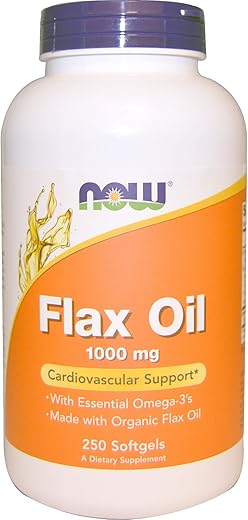 NOW Foods - Óleo de Linhaça 1000mg (Orgânico) – Now Foods – 250 Softgel por Now Supplements