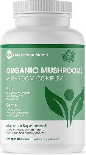 Pure Micronutrients - Suplemento Orgânico de Cogumelos Puros – Leão da Montanha, Reishi, Chaga, Cordyceps |