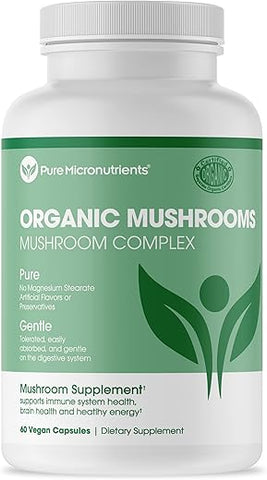 Pure Micronutrients - Suplemento Orgânico de Cogumelos Puros – Leão da Montanha, Reishi, Chaga, Cordyceps |